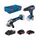 Bosch GWS 18V-10+GSB 18V-50 gépszett 1x2Ah 1x5Ah Kofferben