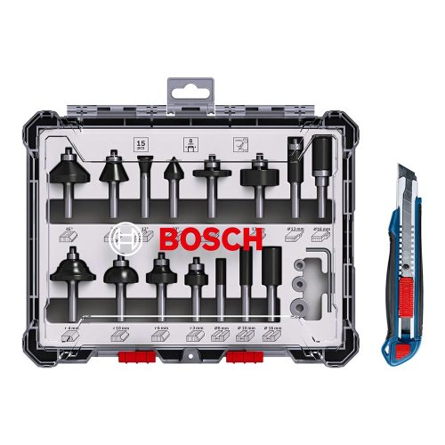 Bosch marószár készlet 15 részes, Befogás: 8mm + ajándék Bosch vágókés