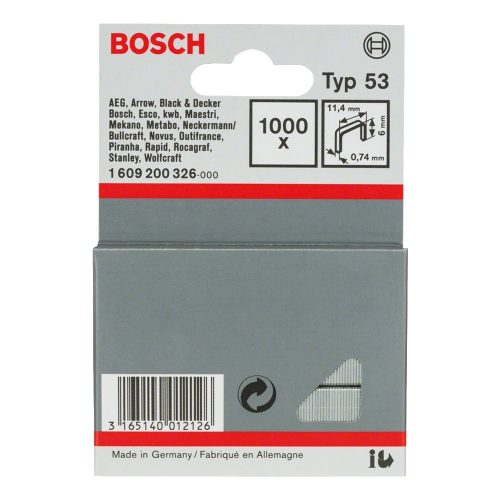 Bosch finomhuzal tűzőkapocs Type 53 6mm 1000db