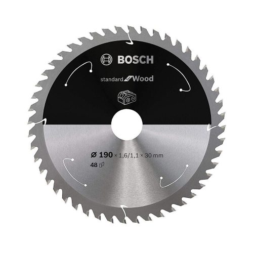 Bosch Standard for Wood körfűrészlap akkumulátoros körfűrészekhez 190x1,6mm T48