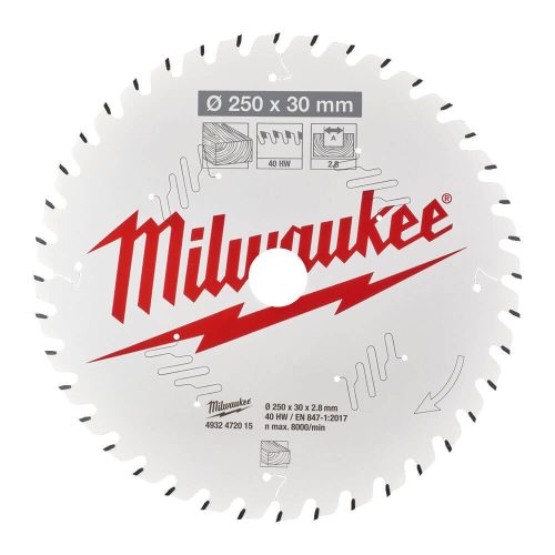 Milwaukee körfűrészlap fához 250x30x2,8 40fog