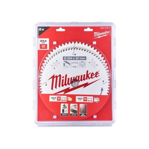 Milwaukee körfűrészlap készlet 254 x 60T/80T, 2 részes