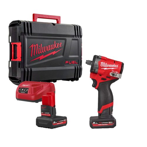 Milwaukee akkus ütvecsavarozó biztosítógyűrűvel M12 FCIWF12G3-502X 12V 2x5,0 Ah, HD kofferben