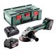 Metabo W 18 L BL 9-125 Akkus Sarokcsiszoló 2x18 V/4,0Ah, ASC 55, MetaBOX 165 L