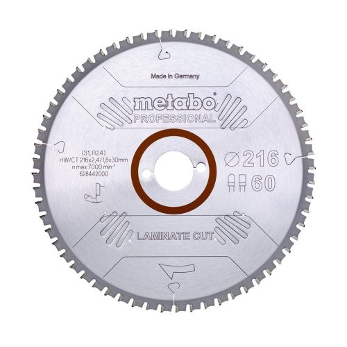 Metabo körfűrészlap laminált padlóhoz 216x2,4x30mm, 60 fog