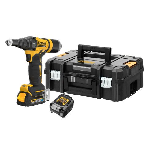 Dewalt akkus popszegecselő DCF403E1GT-QW 18V 1x1,7 Ah, TSTAK kofferben