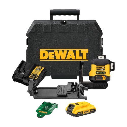 Dewalt akkus zöld vonallézer készlet DCLE34031D1-QW 18V 1x2,0 Ah, TSTAK kofferben