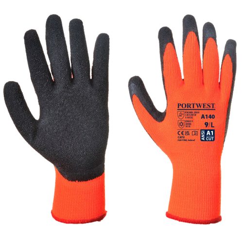 Portwest A140 Thermal latex mártott kesztyű Narancs / Fekete - XXL