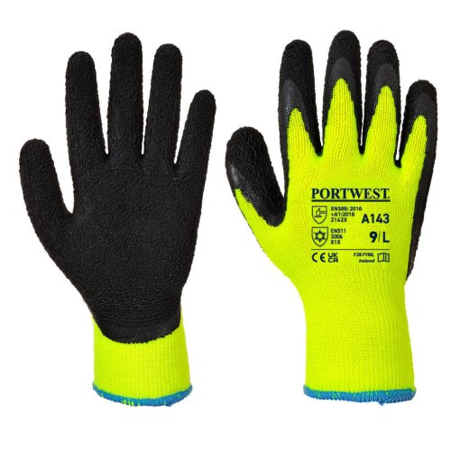 Portwest A143 Thermal Soft Grip kesztyű Sárga / Fekete - M