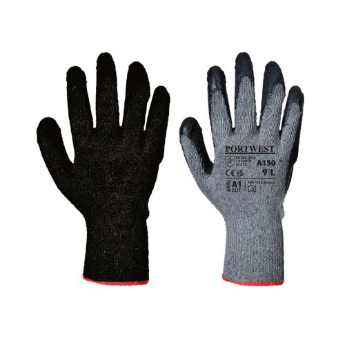 Portwest A150 Classic Grip latex kesztyű Fekete - XL