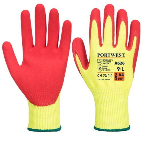 Portwest A626 Vis-Tex HR Cut kesztyű-Nitril Sárga / Piros - 3XL