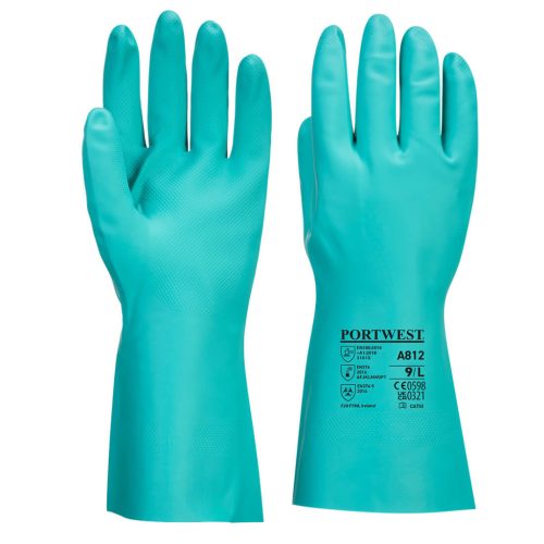 Portwest A812 Nitrosafe Plus vegyszerálló kesztyű Zöld - XL