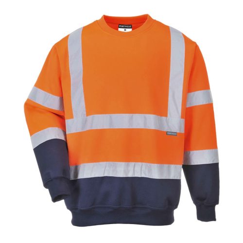 Portwest B306 Kéttónusú Hivis pulóver Narancs / Navy - S