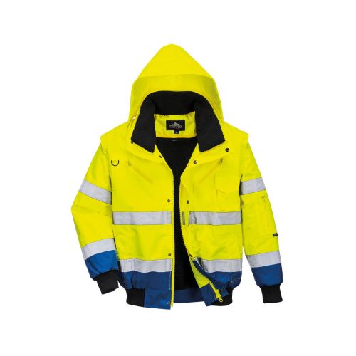 Portwest C465 Hi-Vis 3 az 1-ben kontrasztos bomber dzseki Sárga / Piros - L