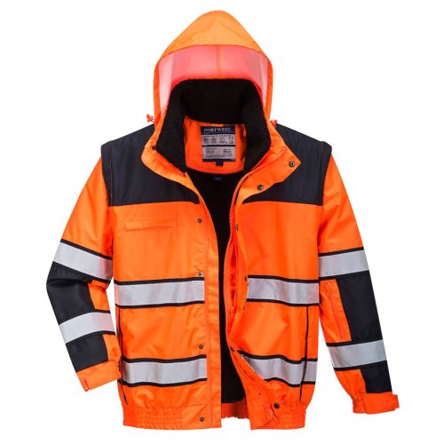 Portwest C466 Hi-Vis Classic Bomber dzseki Narancs / Fekete - M