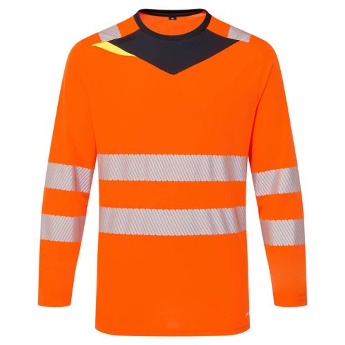 Portwest DX416 DX4 Hi-Vis hosszú ujjú póló L/S Narancs / Fekete - XL