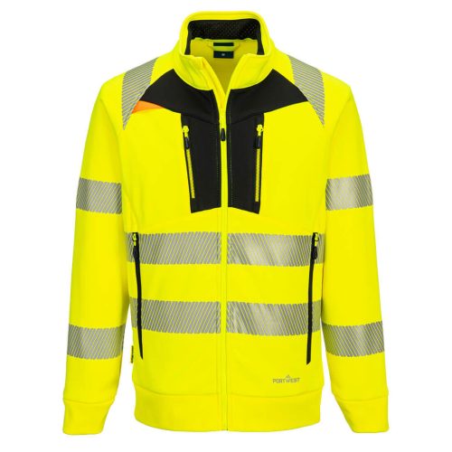 Portwest DX477 DX4 Hi-Vis kapucnis cipzáras pulóver Sárga / Fekete - S