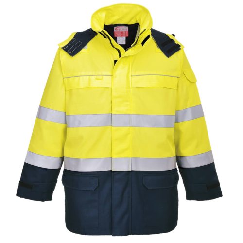 Portwest FR79 Bizflame Rain+ Hi-Vis Arc lángálló kabát Sárga / Navy - L