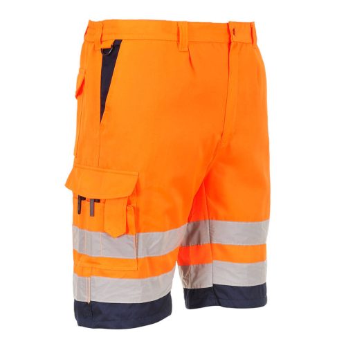 Portwest L043 Hi-Vis könnyű poli-pamut rövidnadrág Narancs / Navy - L