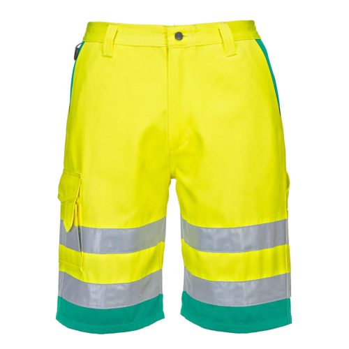 Portwest L043 Hi-Vis könnyű poli-pamut rövidnadrág Sárga / Kékeszöld - M