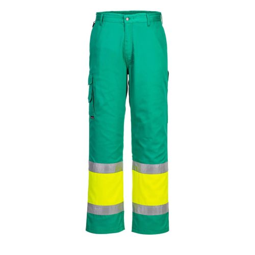 Portwest L049 Hi-Vis könnyű, kéttónusú Combat nadrág Sárga / Kékeszöld - S