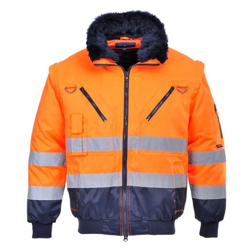 Portwest PJ50 Hi-Vis 3-in-1 Pilota kabát Narancs / Navy - XL