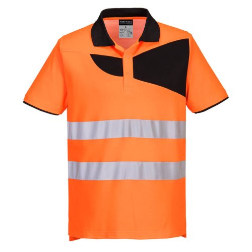 Portwest PW212 PW2 Hi-Vis Pólóing S/S Narancs / Fekete - M