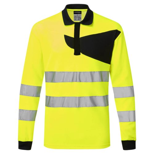 Portwest PW220 PW2 Hi-Vis hosszú ujjú pólóing Sárga / Fekete - S