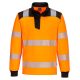 Portwest PW326 PW3 Hi-Vis 1/4 Zippzáras hosszú ujjú póló Narancs / Fekete - XL