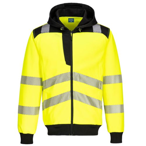 Portwest PW327 PW3 Hi-Vis zippzáras kapucnis pulóver Sárga / Fekete - S