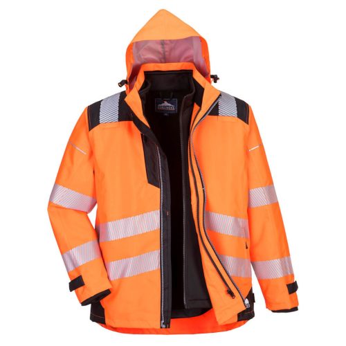 Portwest PW365 PW3 Hi-Vis 3-in-1 kabát Narancs / Fekete - M