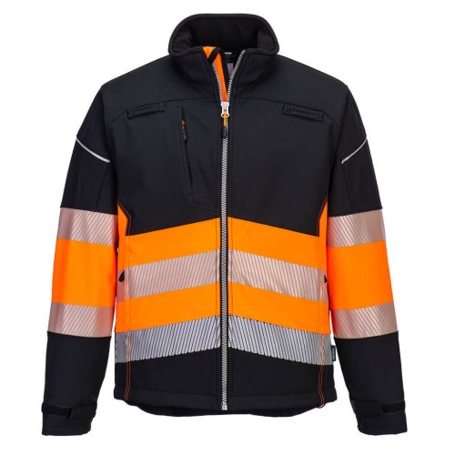 Portwest PW375 PW3 Hi-Vis Class 1 Softshell kabát (3L) Fekete / Narancs - L