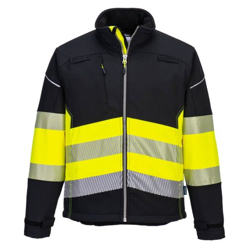 Portwest PW375 PW3 Hi-Vis Class 1 Softshell kabát (3L) Fekete / Sárga - XS