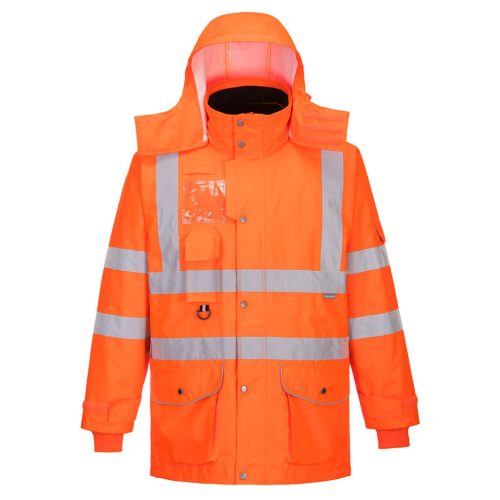 Portwest RT27 Hi-Vis légáteresztő az 7-in-1 közlekedési kabát Narancs - L