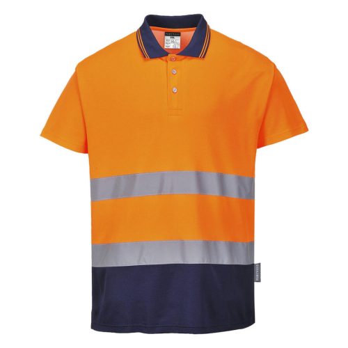 Portwest S174 Kéttónusú Cotton Comfort póló Narancs / Navy - XL