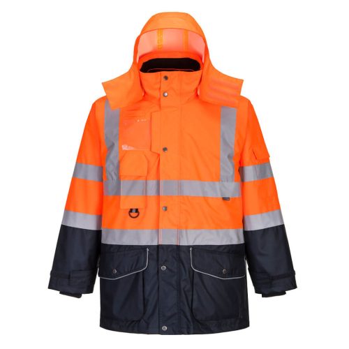 Portwest S426 Hi-Vis 7 az 1-ben kontraszt Traffic kabát Narancs / Navy - XL