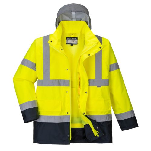 Portwest S471 Hi-Vis 4 az 1-ben Contrast Traffic kabát Sárga / Navy - S