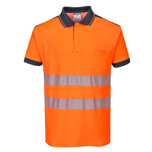 Portwest T180 PW3 Hi-Vis pólóing S/S Narancs / Navy - S