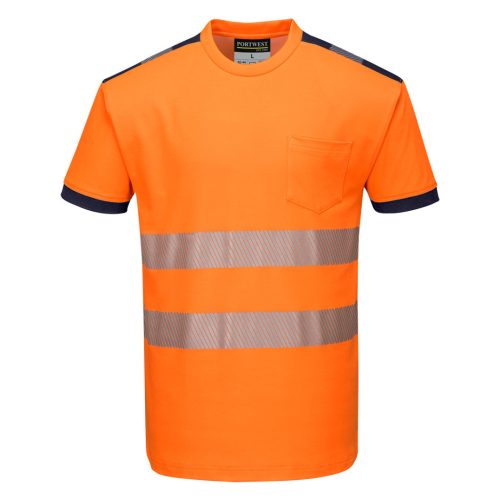 Portwest T181 PW3 Hi-Vis póló S/S Narancs / Navy - L