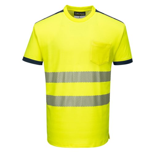 Portwest T181 PW3 Hi-Vis póló S/S Sárga / Navy - L