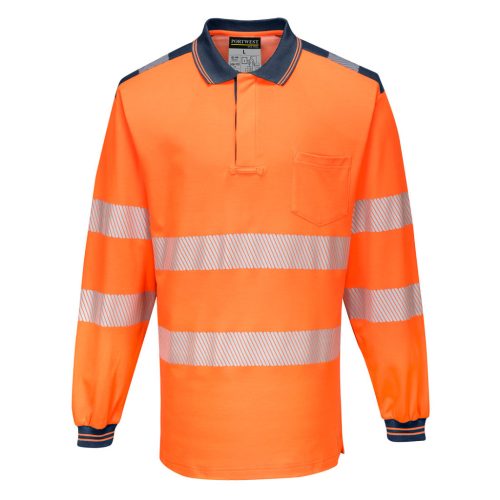 Portwest T184 PW3 Hi-Vis hosszú ujjú pólóing Narancs / Navy - S